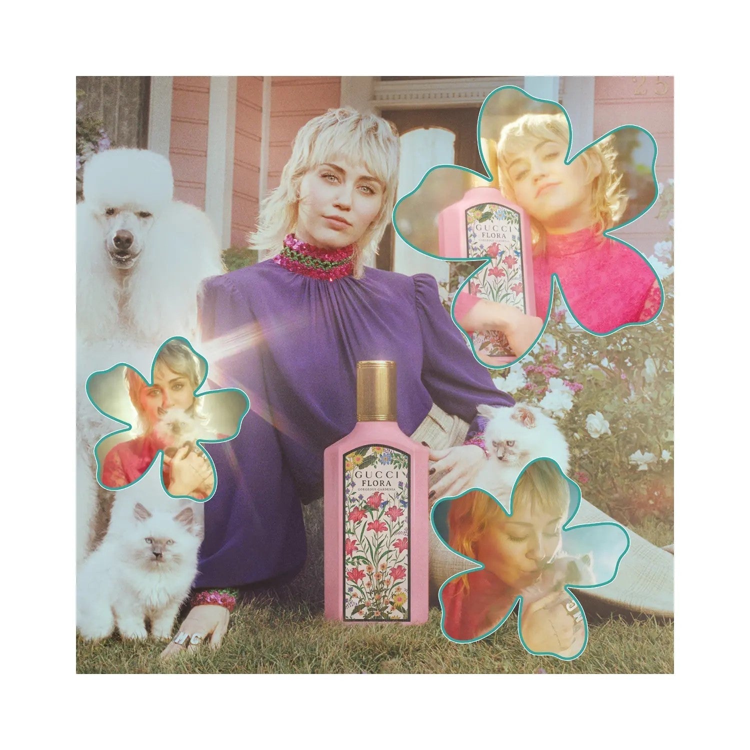 Flora Gorgeous Gardenia Gu*ci EDP pink bottle